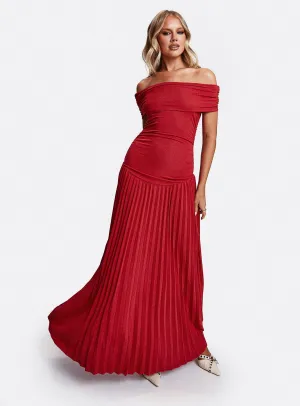 Wedding guest Voile Glow Field Of Dreams Maxi Dress Crimson