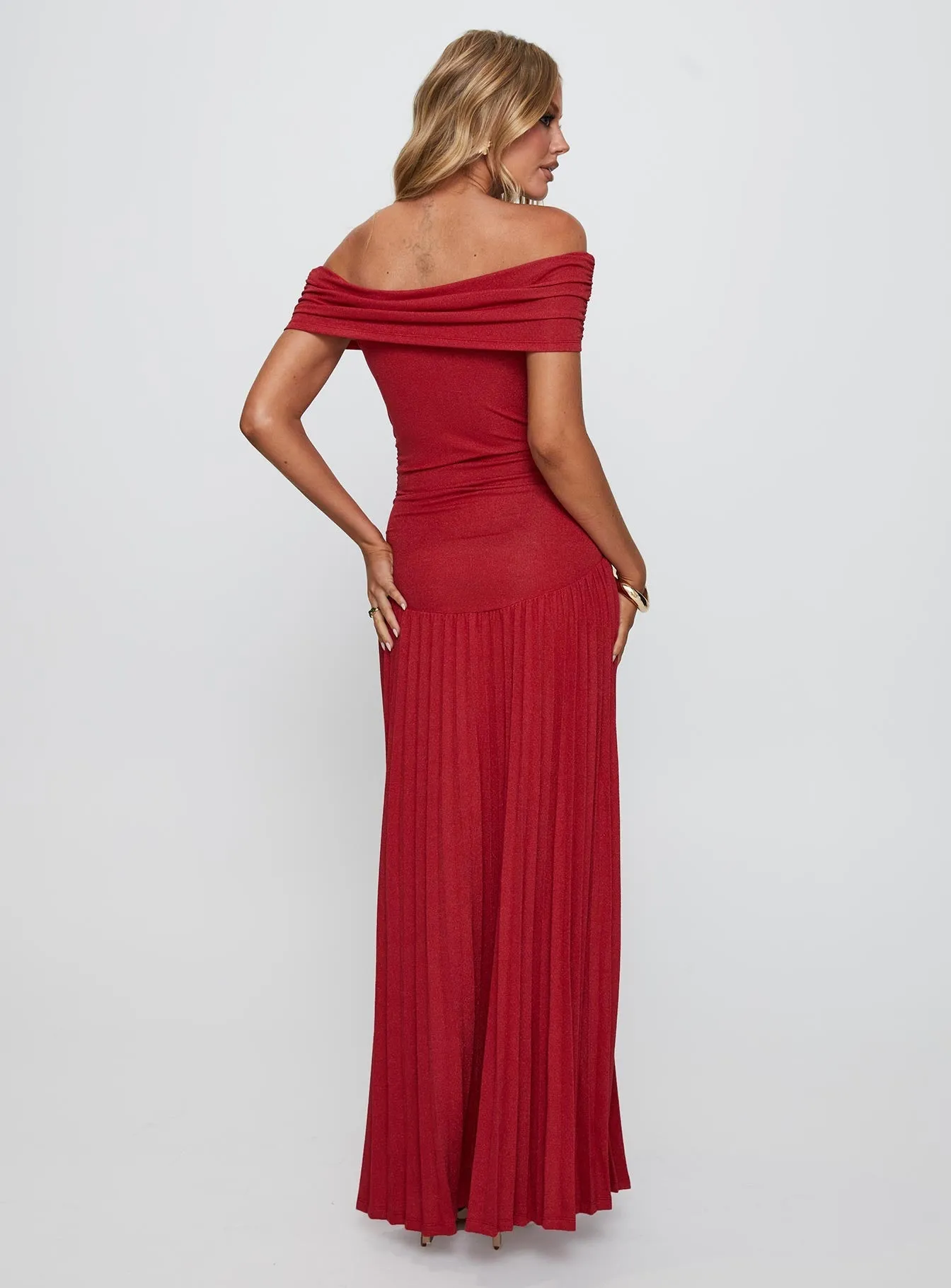 Field Of Dreams Maxi Dress Crimson A-Line Cut Sun Bay
