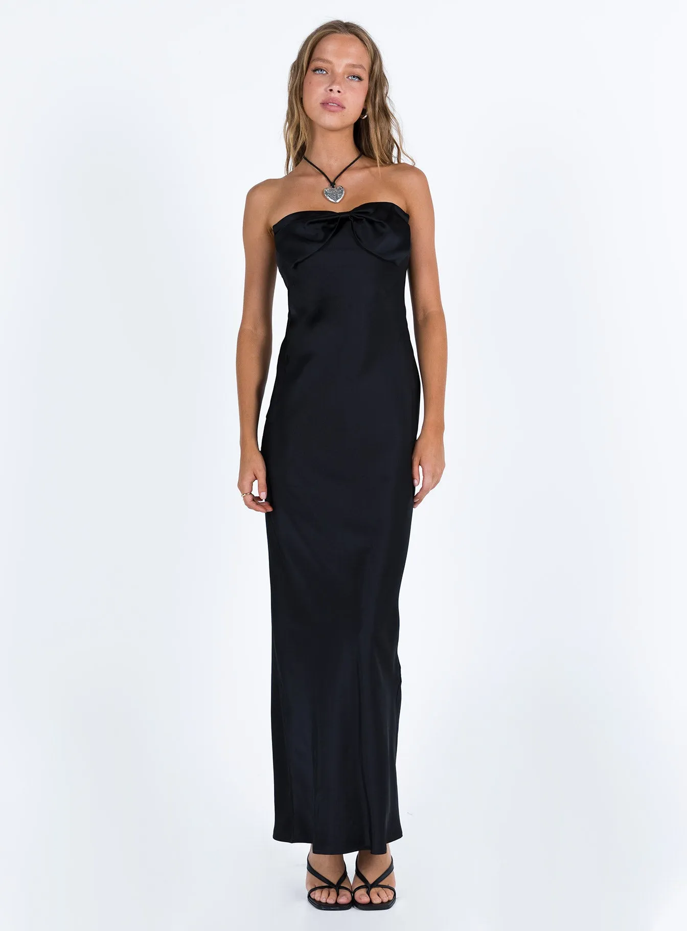 Kesy Bow Tie Maxi Dress Black Gala Mood Elegant floor-length dress