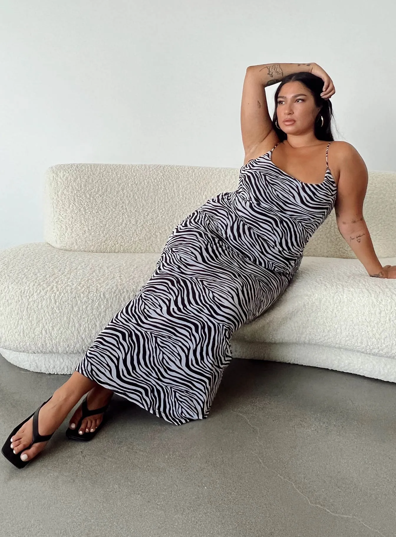 Knox Maxi Dress Zebra Curve Dune Glow Cliff View