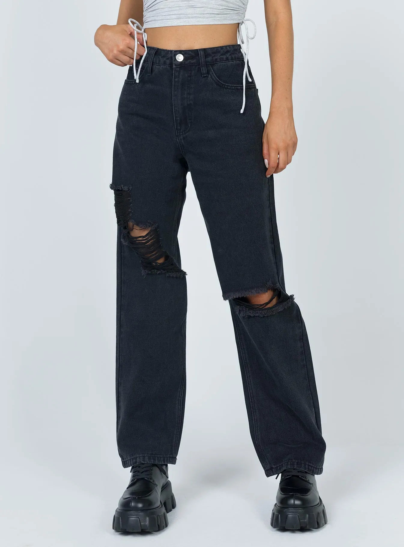 Fraya High Rise Boyfriend Jeans Denim Effortless Look