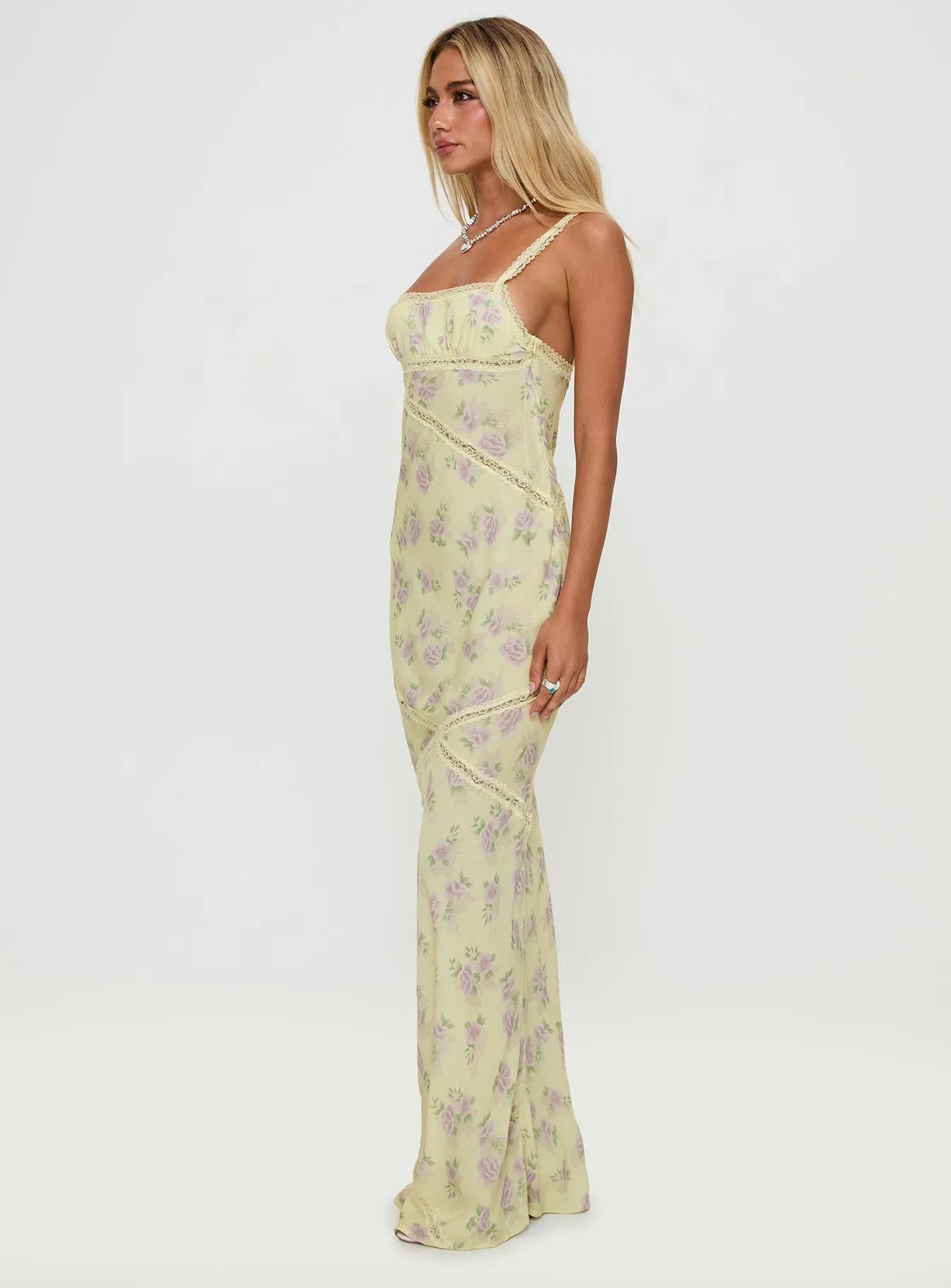 Floral Mood Gardens Of Babylon Lace Maxi Dress Lemon Floral