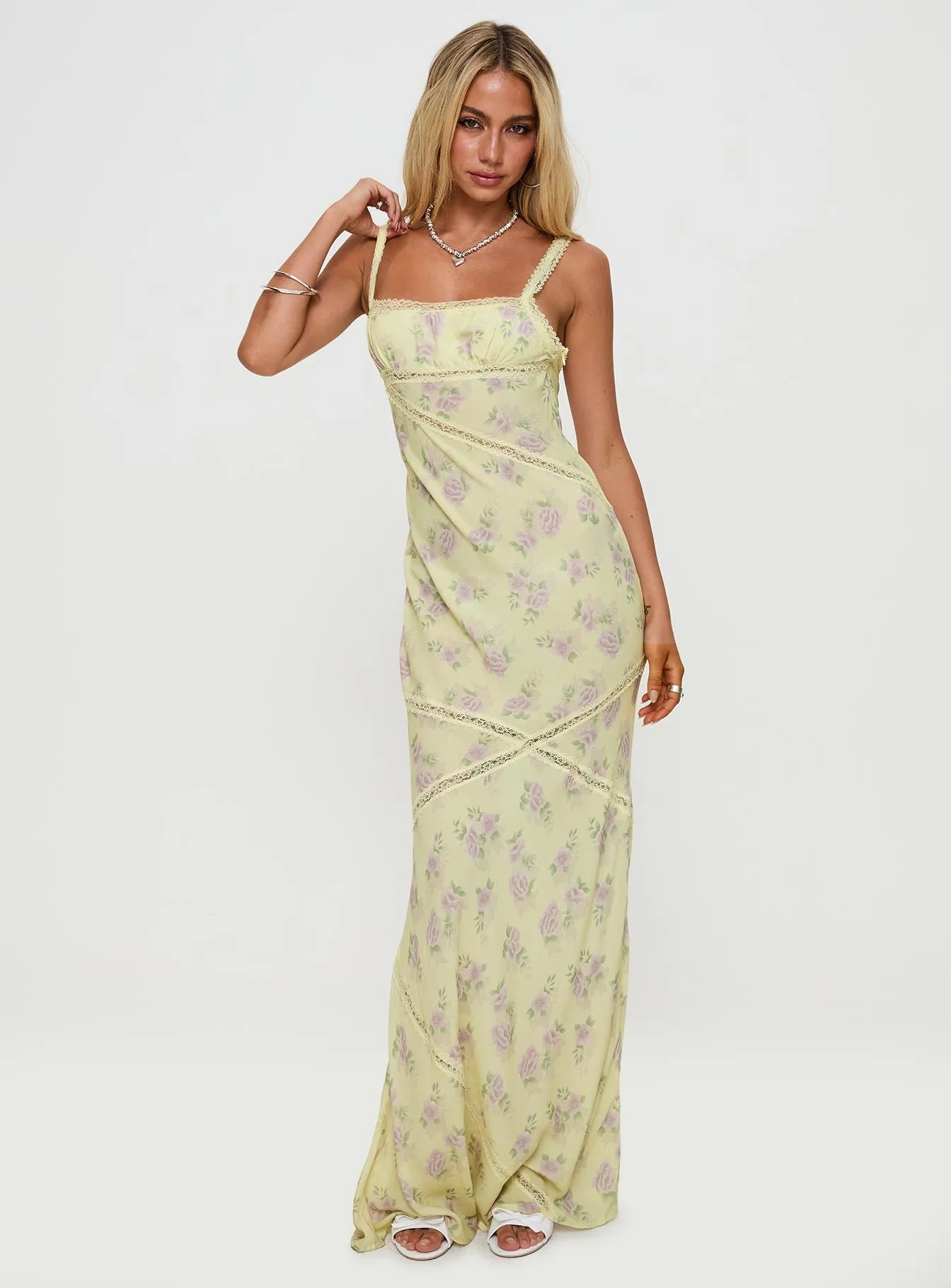 Dance Floor Gardens Of Babylon Lace Maxi Dress Lemon Floral