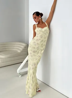 Cliff Path Fashionable day-to-night gown Gardens Of Babylon Lace Maxi Dress Lemon Floral