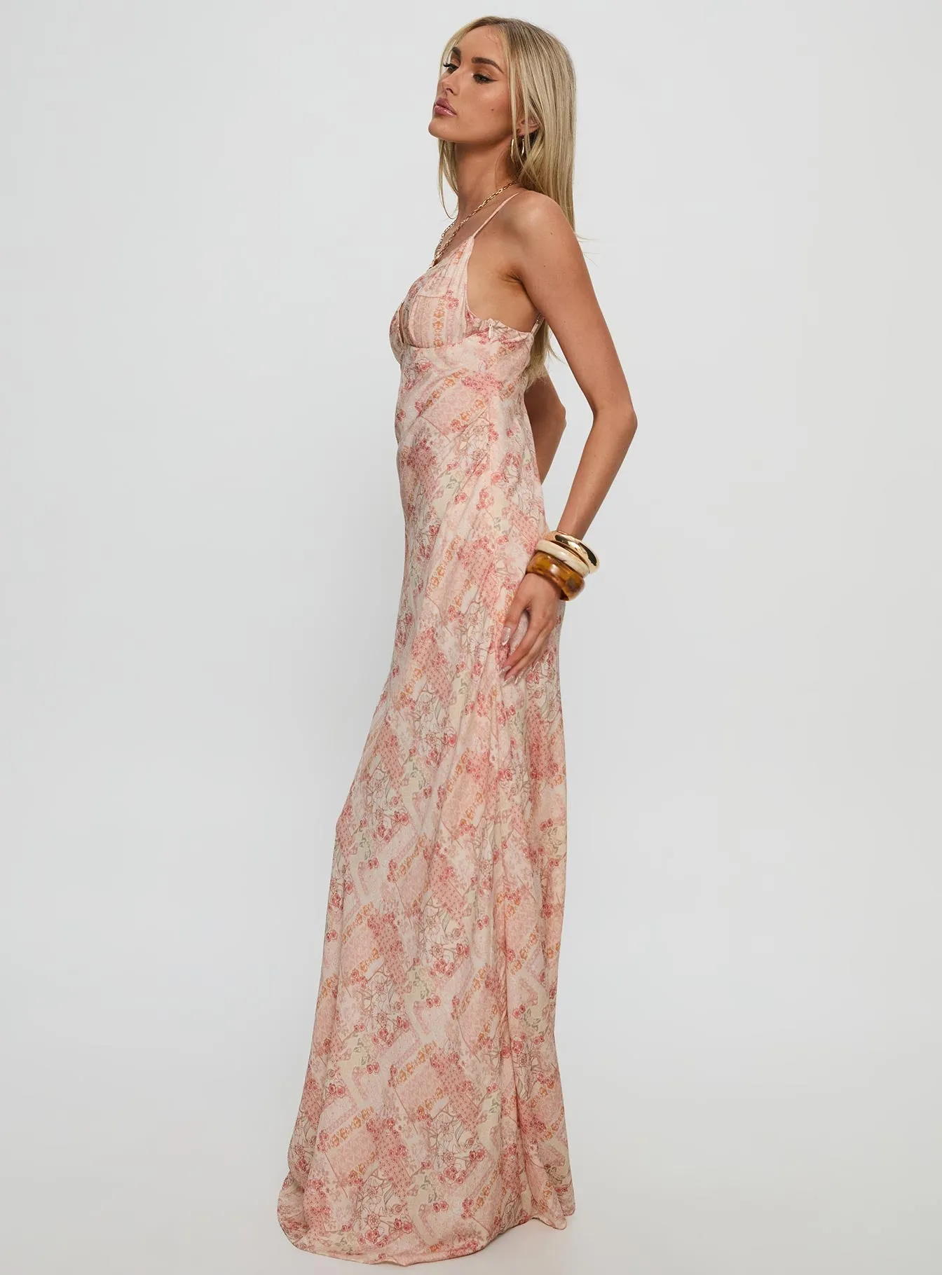 Magnolias Splice Maxi Dress Vintage Multi Golden Wave