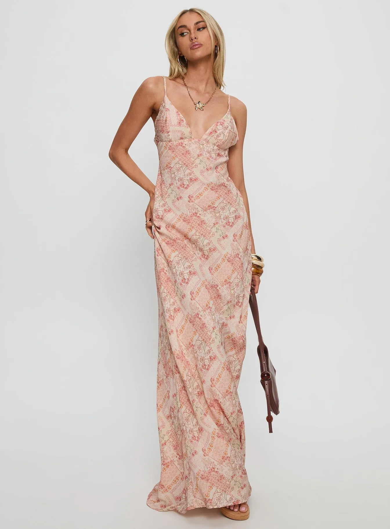 Delicate formal gown Magnolias Splice Maxi Dress Vintage Multi