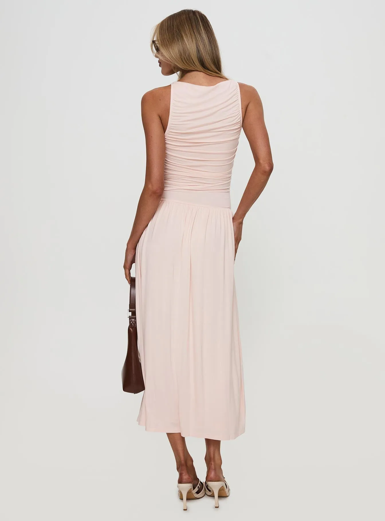 Rock Shore Reveur Ruched Maxi Dress Pink