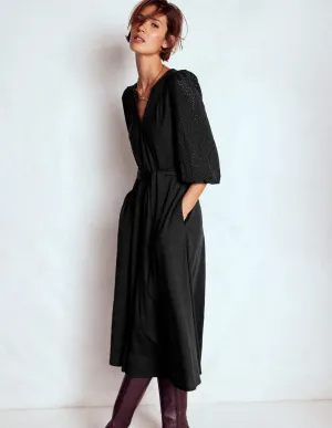 Timeless Look Eden Broderie Jersey Dress-Black
