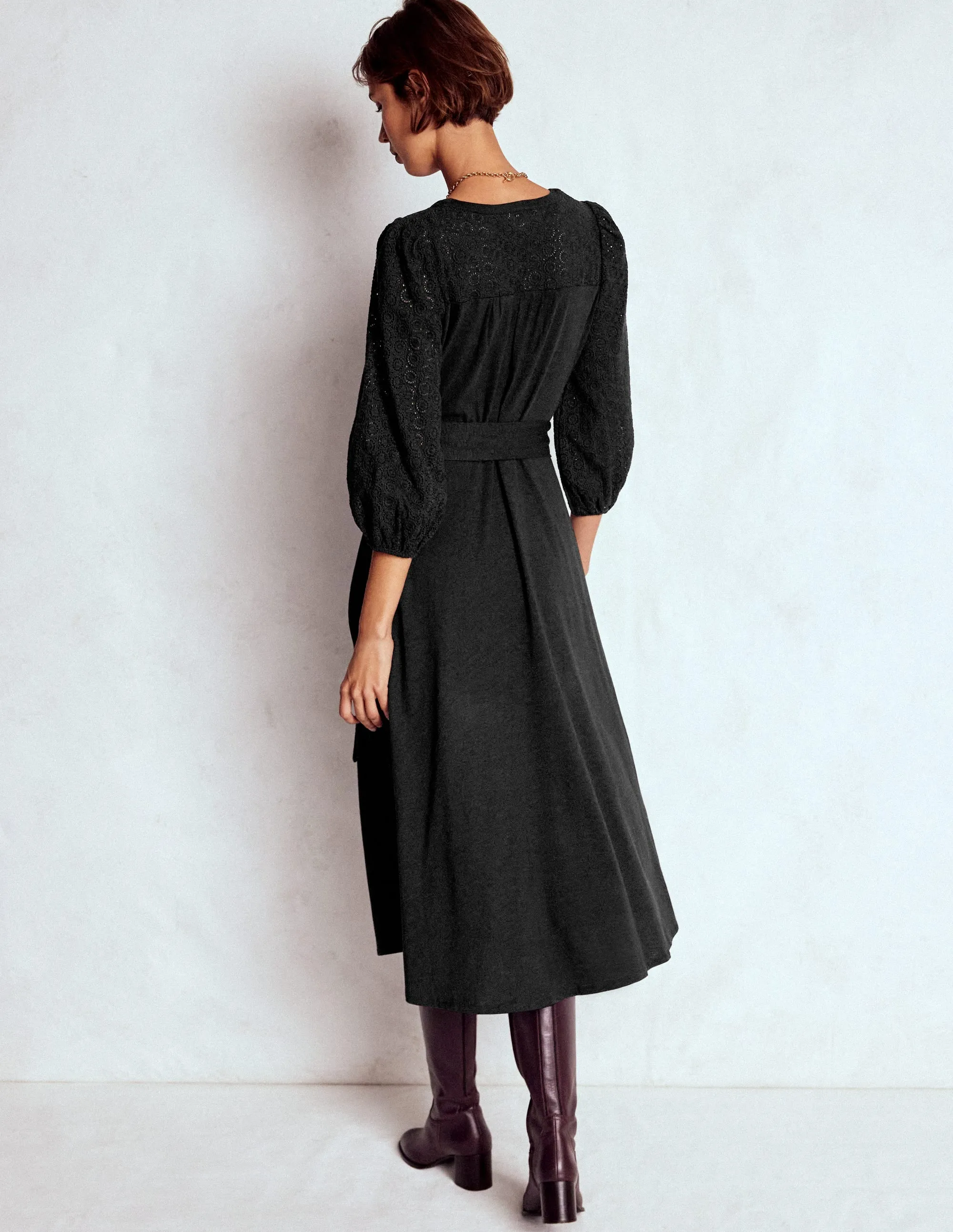 Eden Broderie Jersey Dress-Black Harbor Light Charming Style