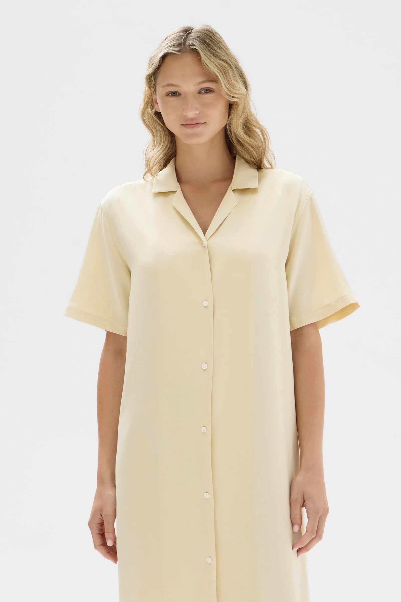 Mediterranean Air Silk Resort Shirt Dress