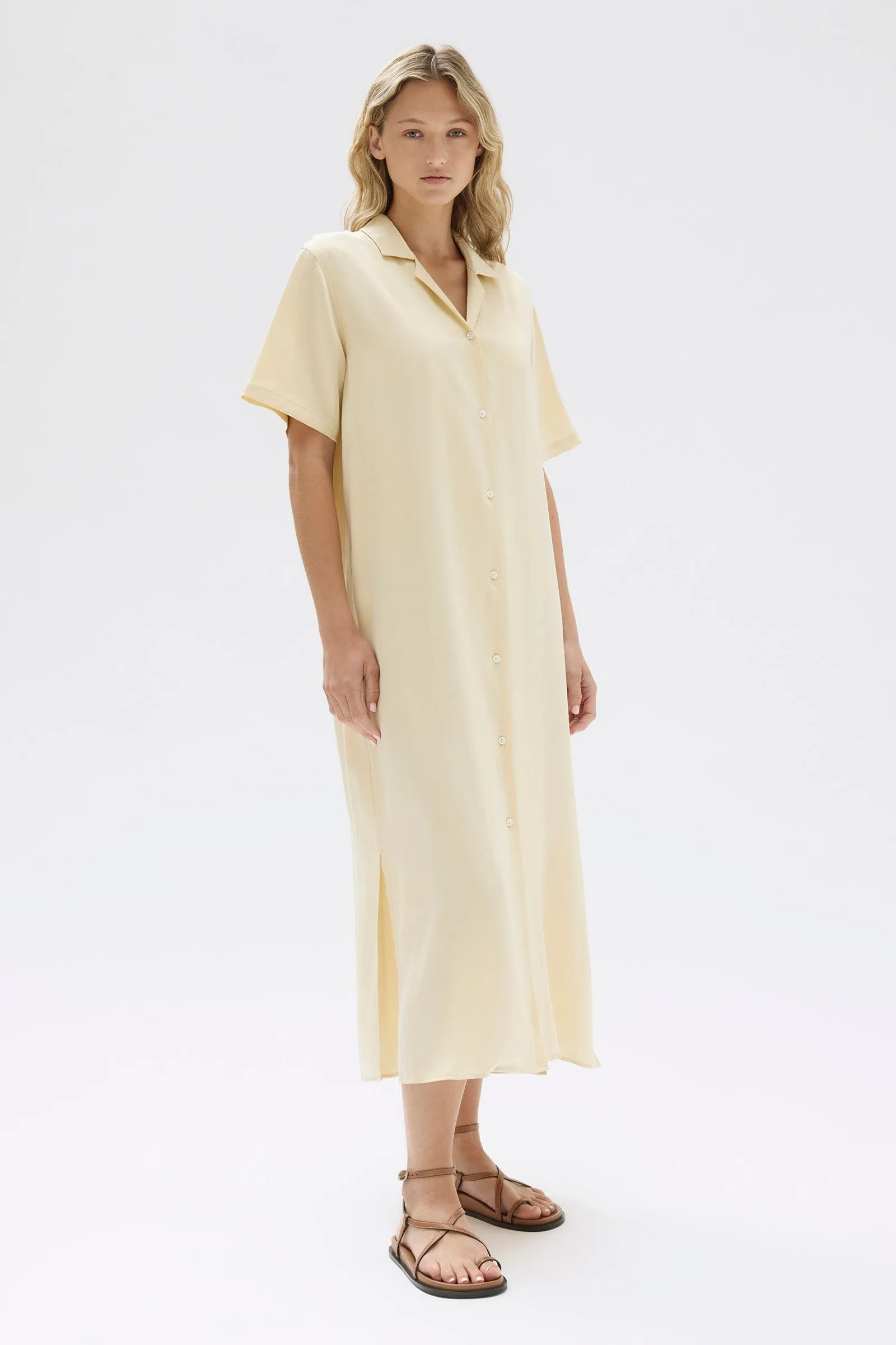 Tropical Glow Silk Resort Shirt Dress