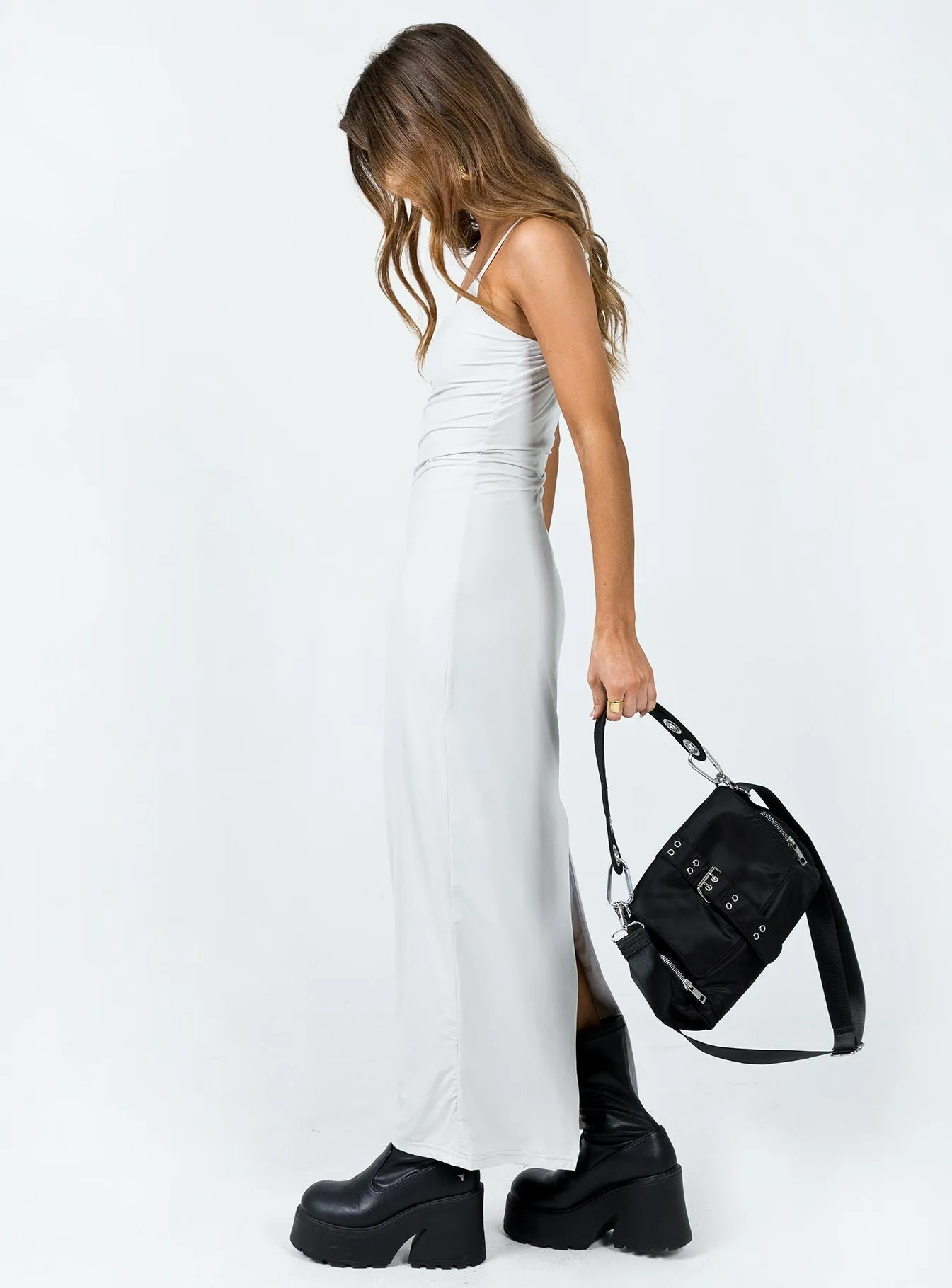 Balwyn Maxi Dress Grey Silent Sea Daylight Warm