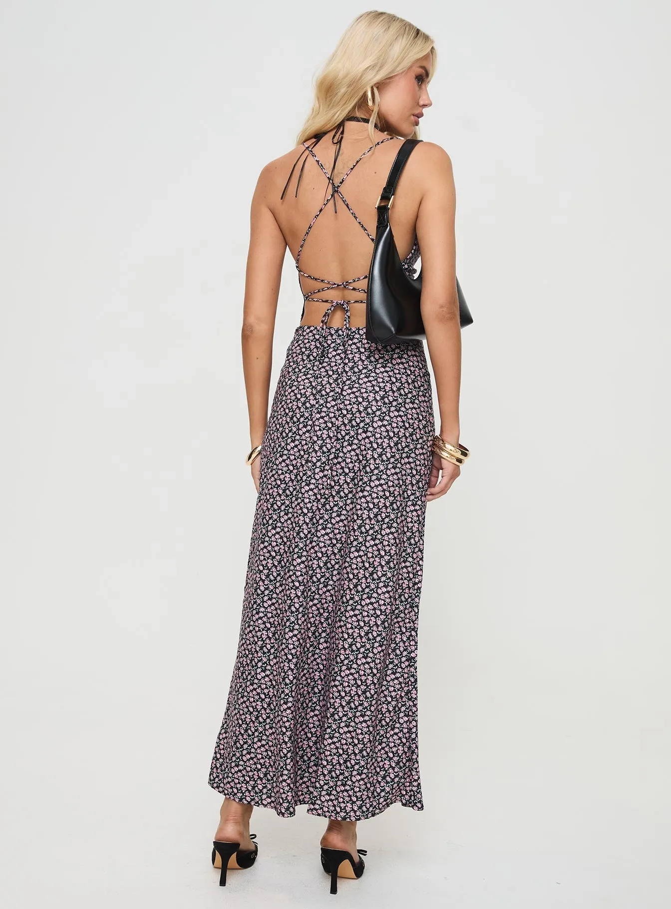 Sun Kiss Wild Flower Laurent Maxi Dress Black Floral