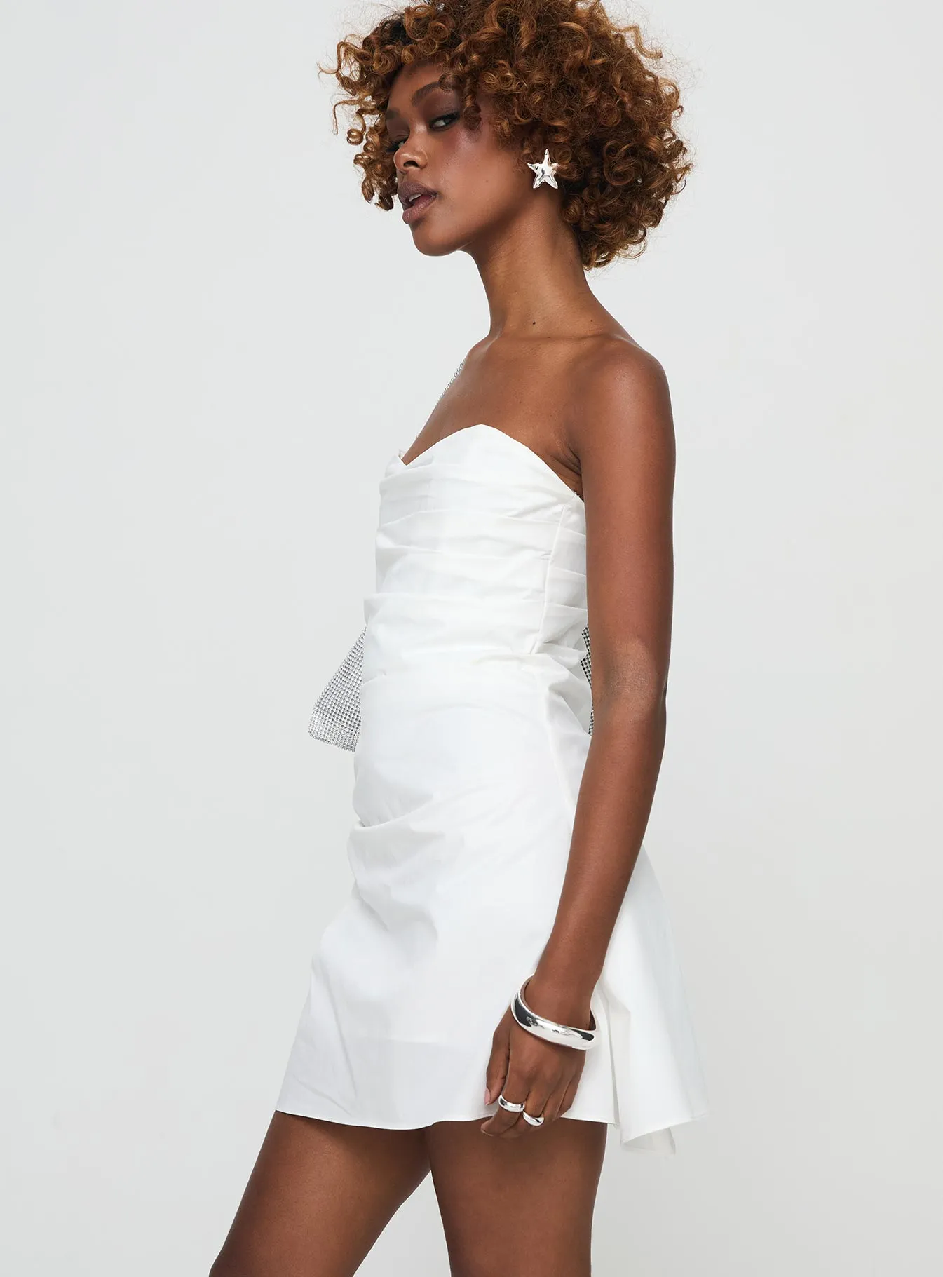 Playful youthful dress Bradwell Strapless Mini Dress White