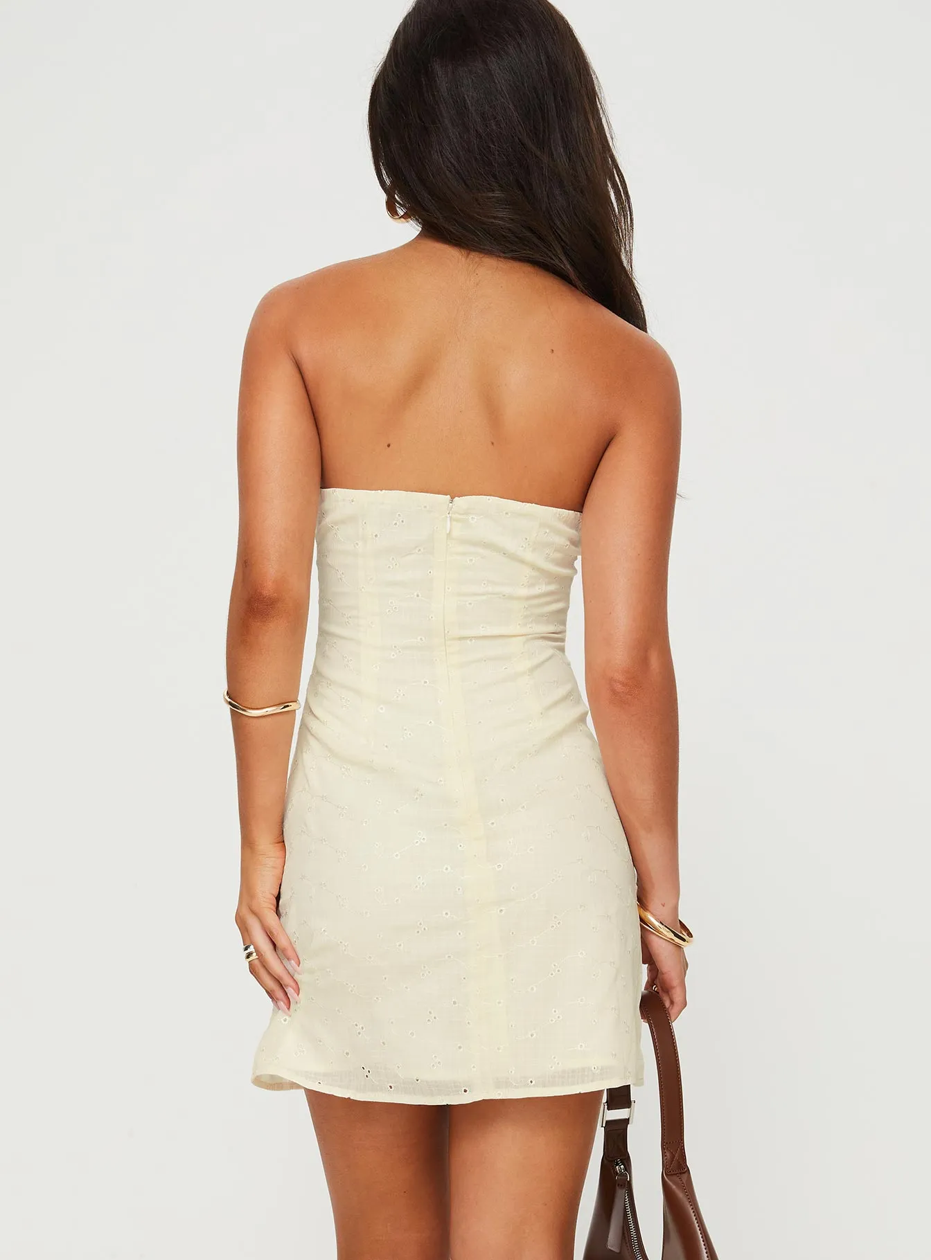 Minimal Look Malena Strapless Mini Dress Lemon