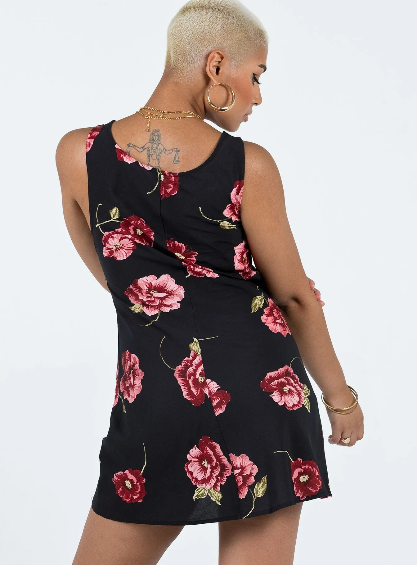 Shelli Vintage Floral Mini Dress Black / Multi Shine Warm