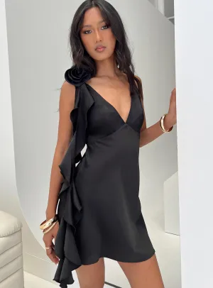 Dance Floor Sexy yet elegant mini Sova Flower Mini Dress Black