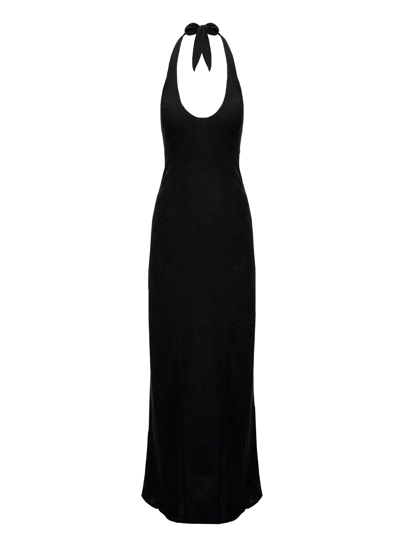 The elegant cut of this dress highlights your figure while offering plenty of room to move Salone Linen Halter Maxi Dress Black