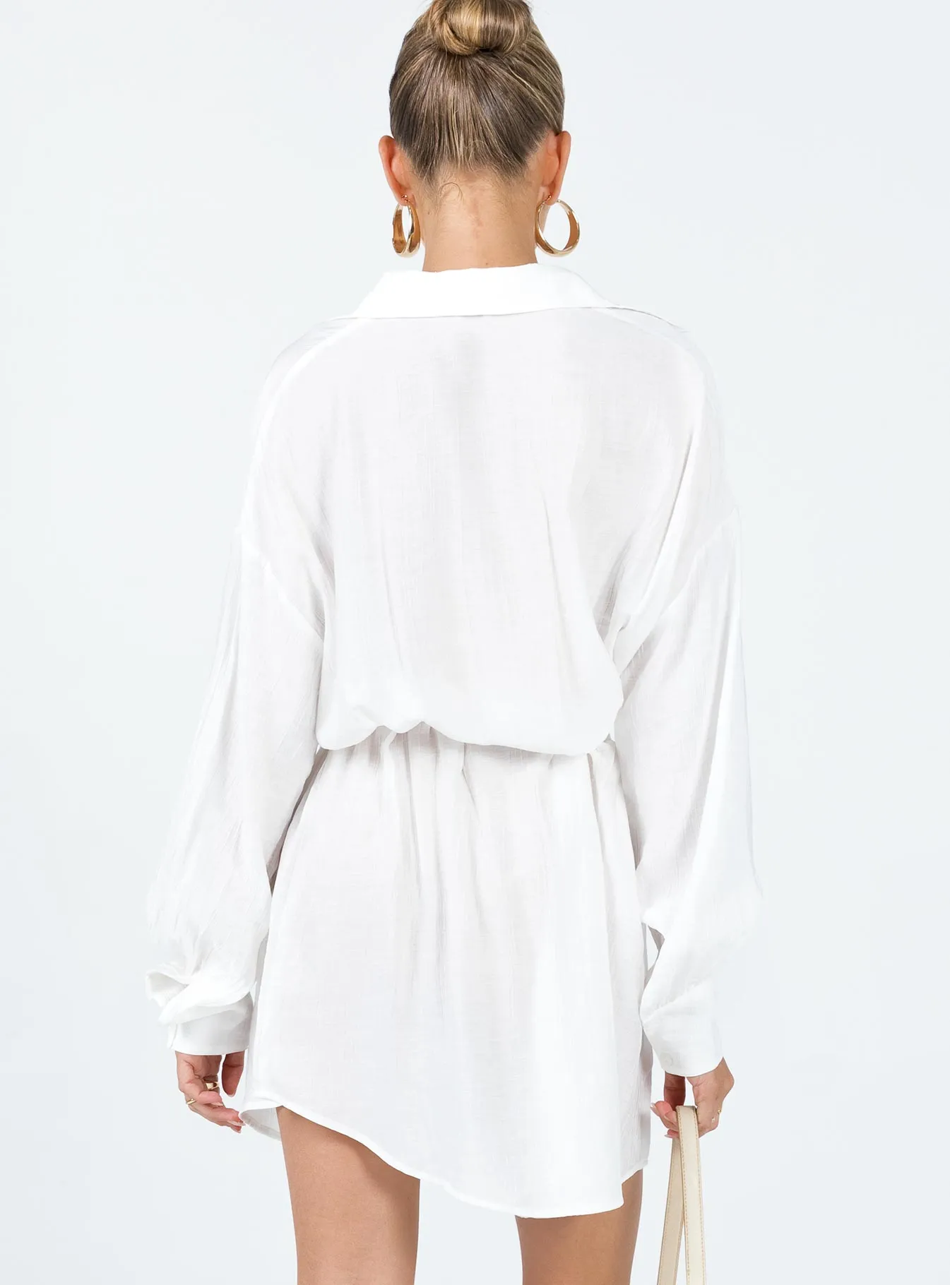 Bilari Textured Fabric Shirt Dress White Weekend Comfort
