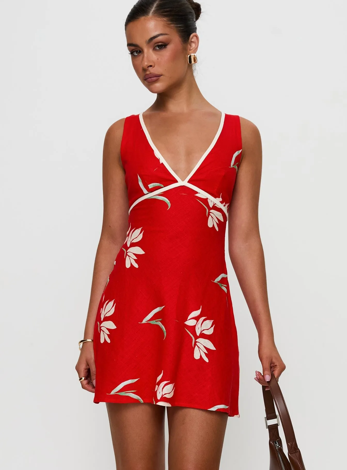 Flatlock Seams Show Time Juli Mini Dress Red Floral