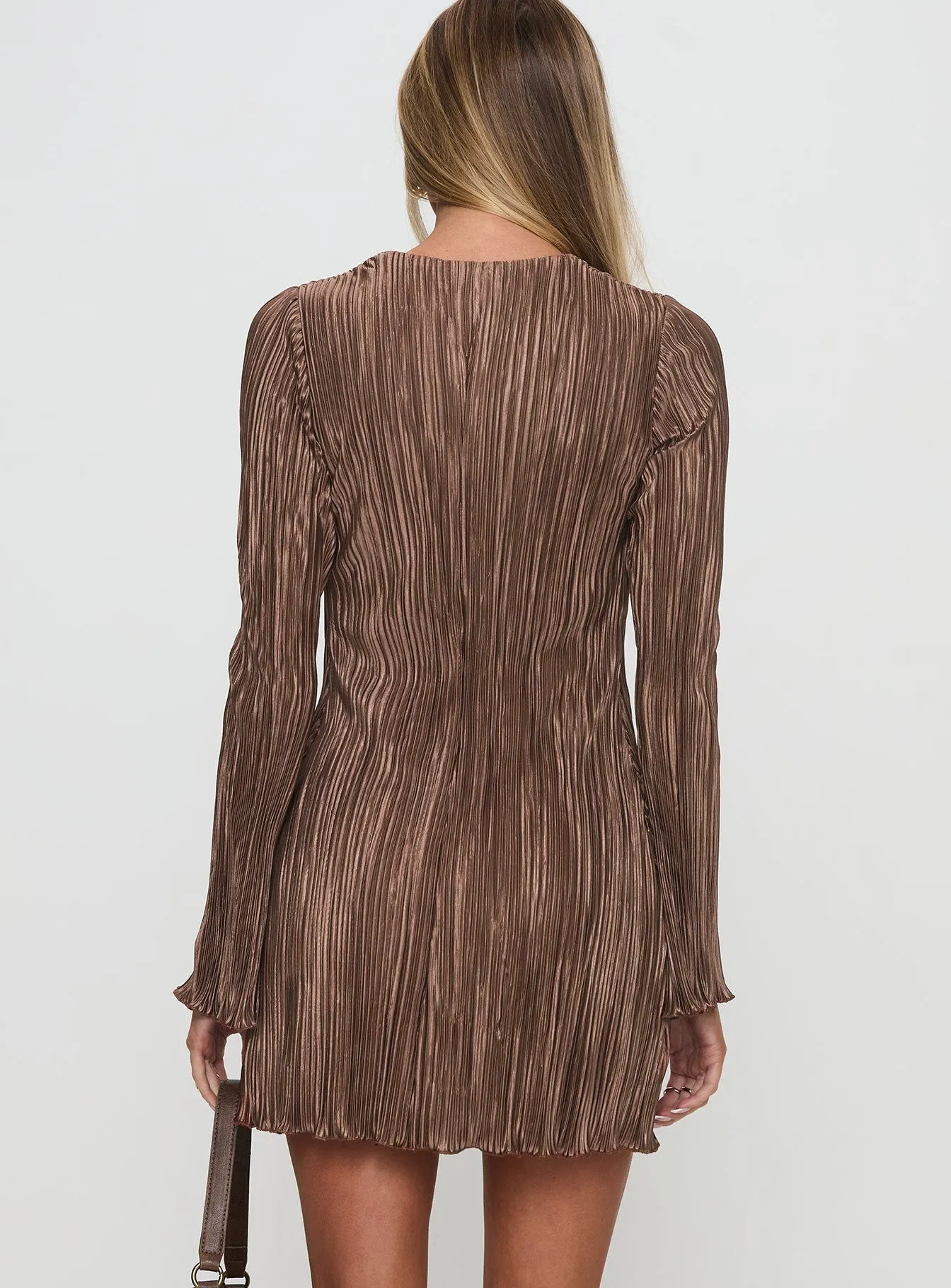 Malop Long Sleeve Mini Dress Chocolate Play Mode