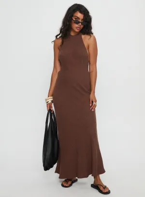 Annetta Halter Maxi Dress Chocolate Dome Glow Flow Line