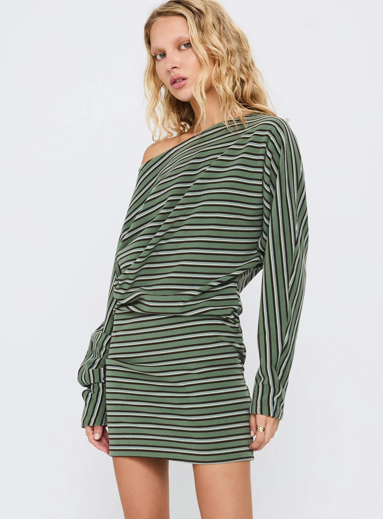 Salley Long Sleeve Mini Dress Stripe Flattering bodycon mini skin friendly
