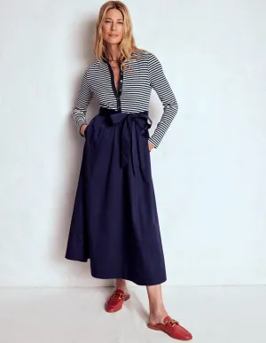 Button Detail Mix Dress-Navy Stripe Grass Smell Silver Light