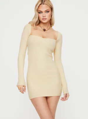 Mavins Long Sleeve Mini Dress Cream Comfortable day-to-night dress