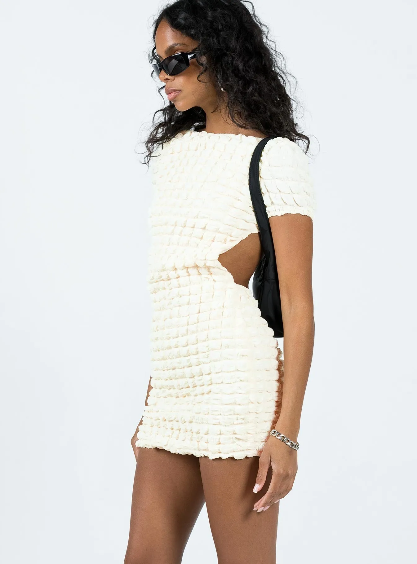 Tahlee Backless Mini Dress Cream Convertible Straps Fun Shine