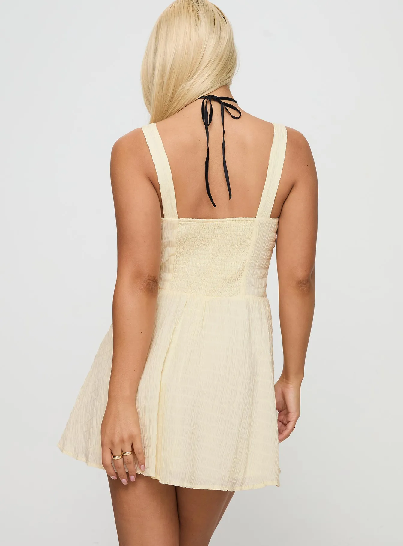 Guinevere Shirred Mini Dress Light Yellow Dressy Cool