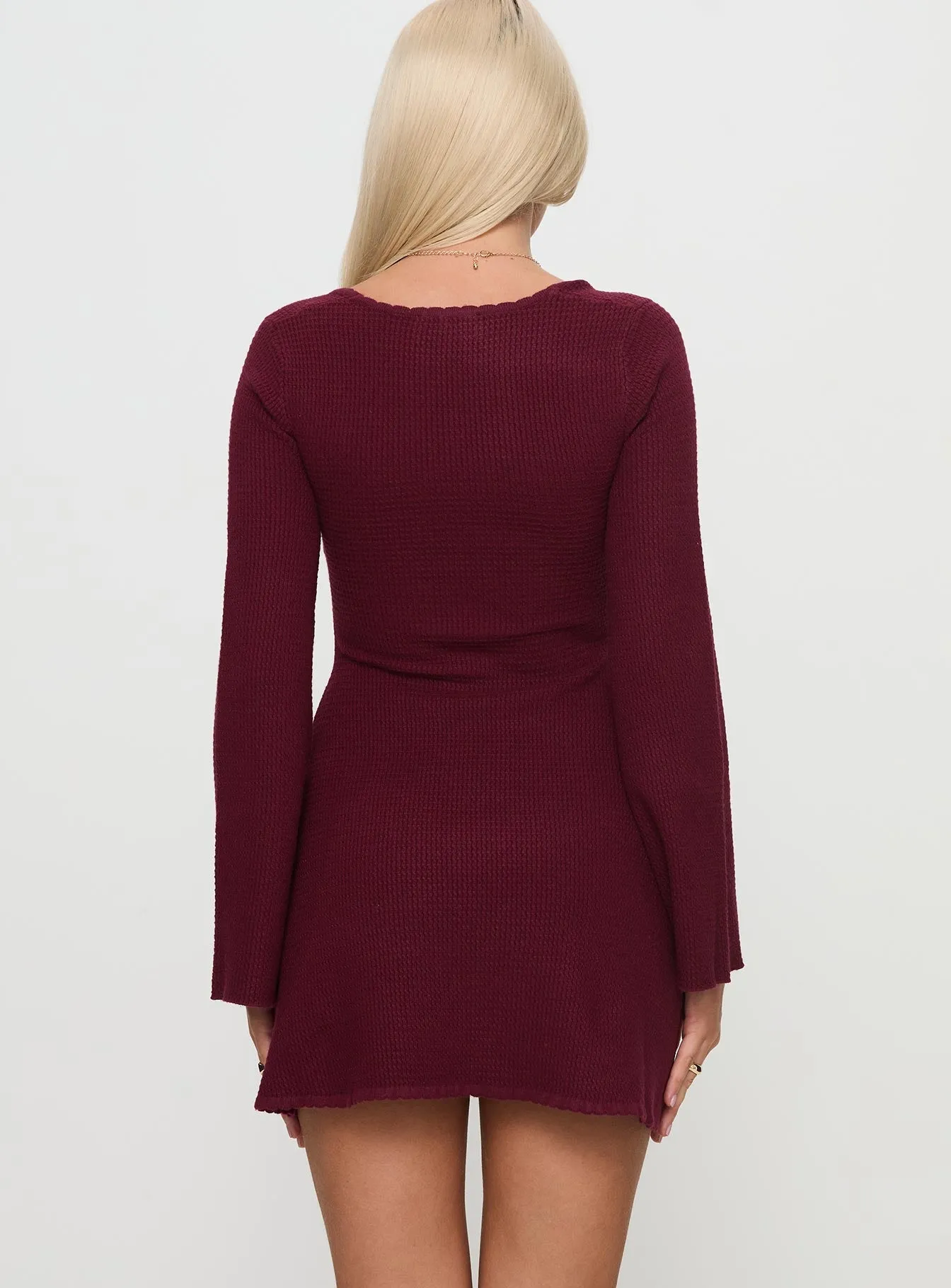 Sandyra Knit Mini Dress Maroon Stage Hot