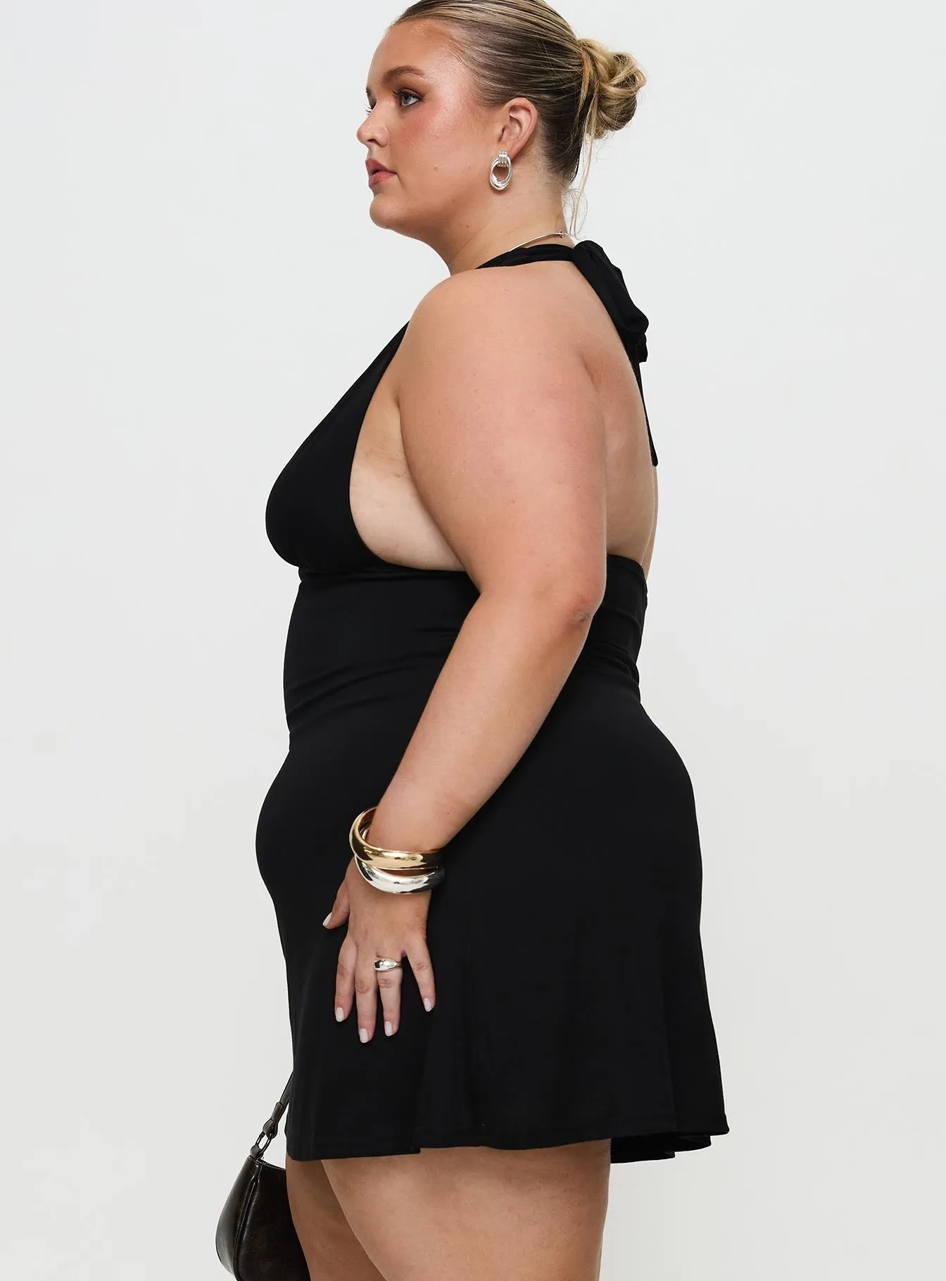 Tinisie Halter Mini Dress Black Curve Bar Pop