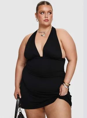Tinisie Halter Mini Dress Black Curve Charming Design