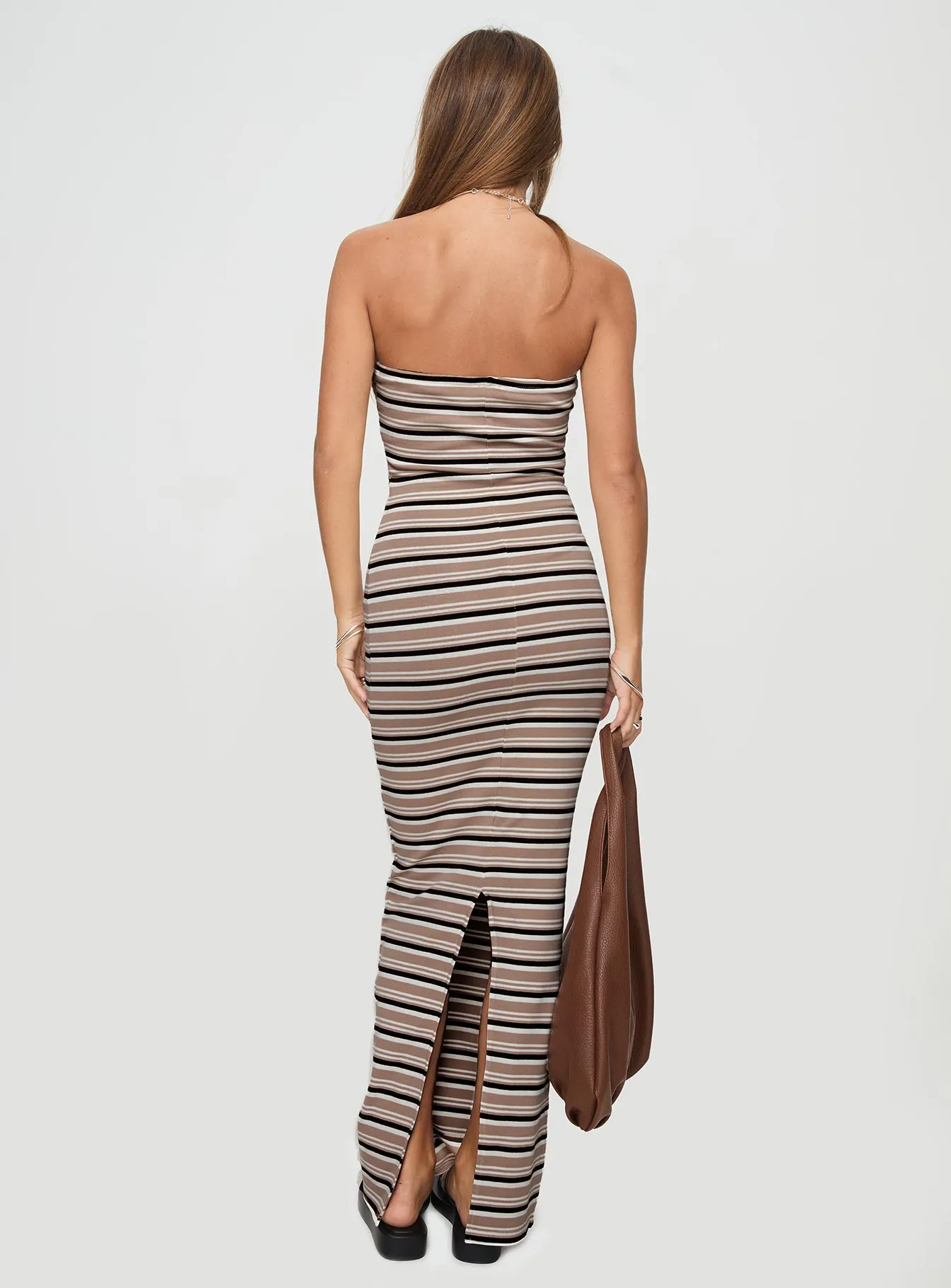 Weekend Escape Front Button Northwood Strapless Maxi Dress Multi