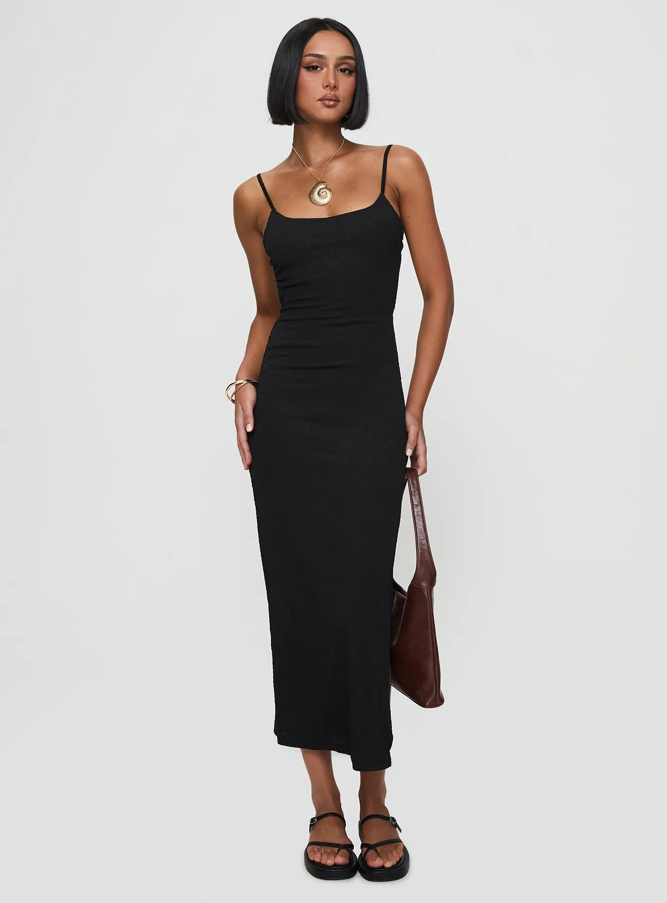 Weave Glow Onyx Shine Elestria Maxi Dress Black
