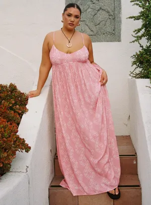 Elegant floor-length dress Moon Rise Seabreeze Maxi Dress Pink Curve