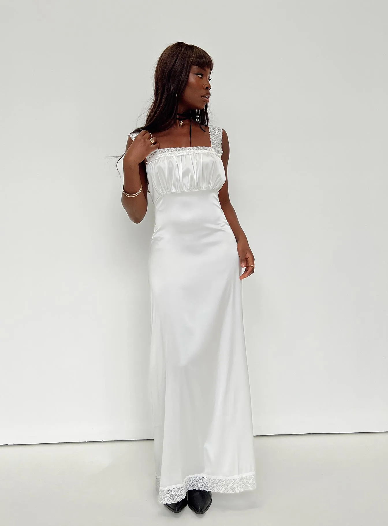 Wave Dance Ballerina Vintage Maxi Dress Porcelain