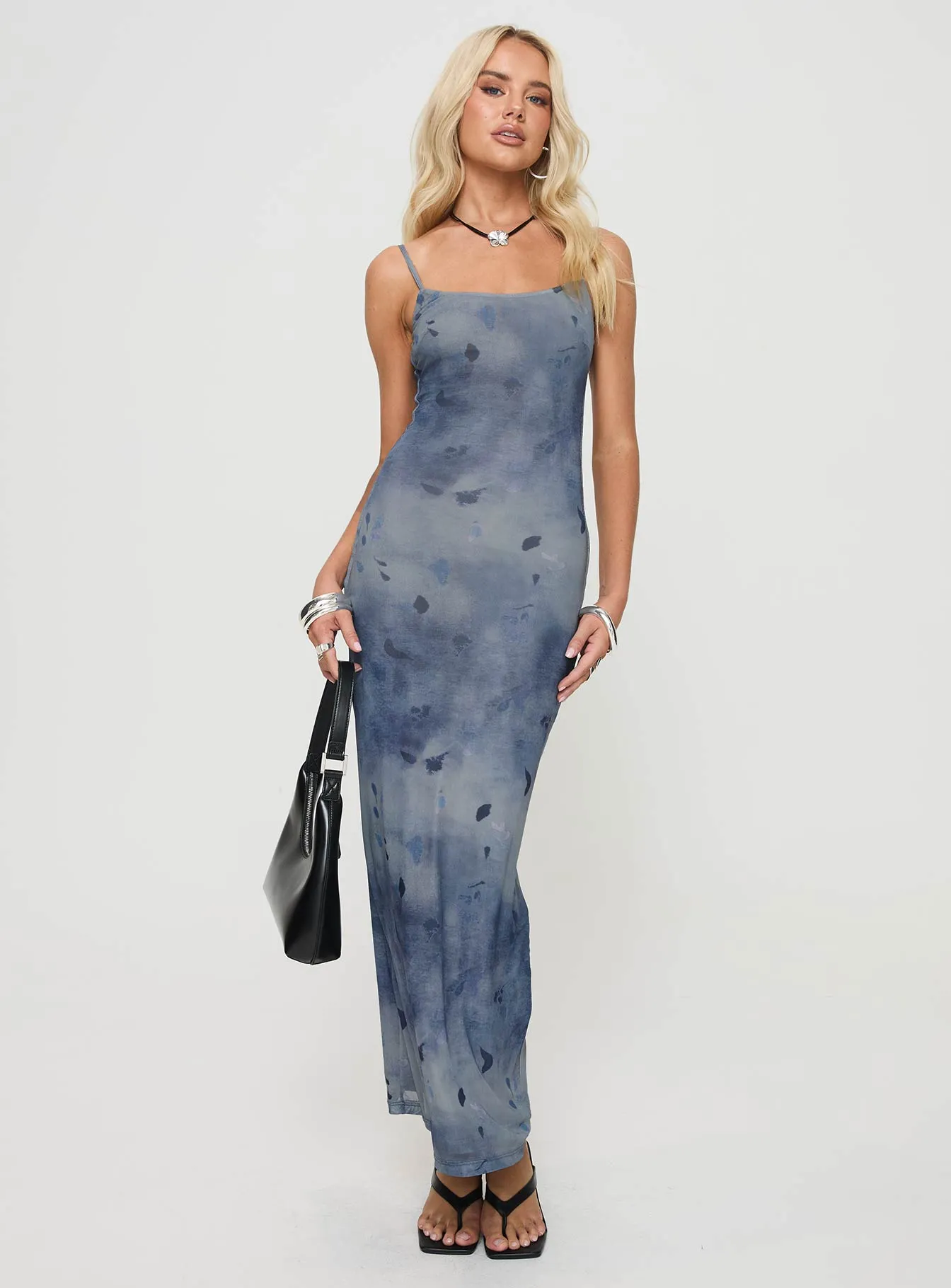 Rail Glow With its flowy design this dress drapes beautifully for a sophisticated look Scottson Mesh Maxi Dress Blue