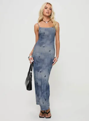 Rail Glow With its flowy design this dress drapes beautifully for a sophisticated look Scottson Mesh Maxi Dress Blue