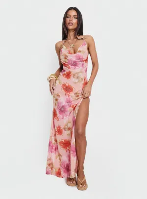Wedding guest With its graceful design this dress creates a polished look for any occasion Sibellah Beaded Cowl Neck Maxi Dress Pink Multi