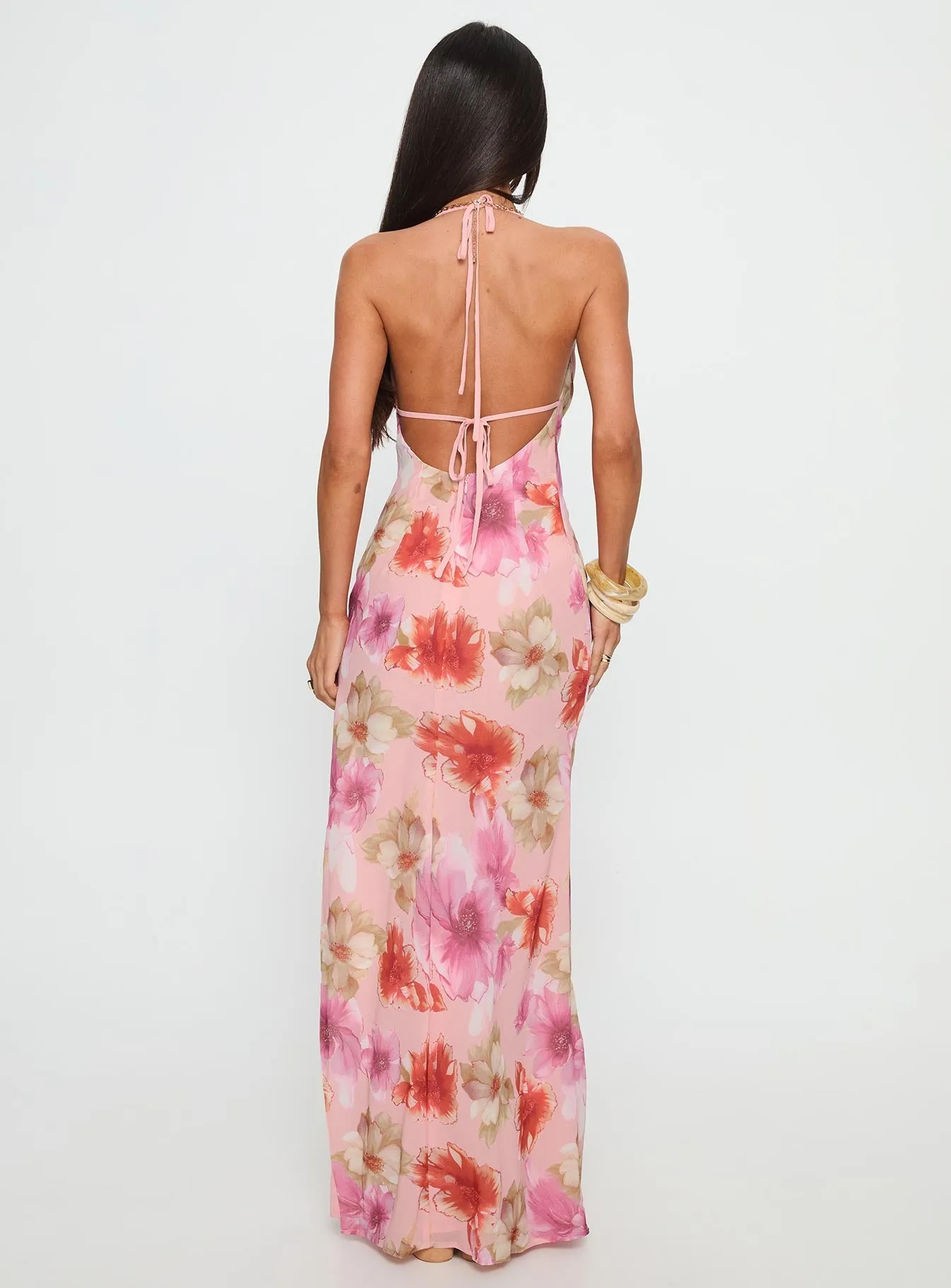 Sibellah Beaded Cowl Neck Maxi Dress Pink Multi With its flowing design and elegant fit this maxi dress is a wardrobe staple