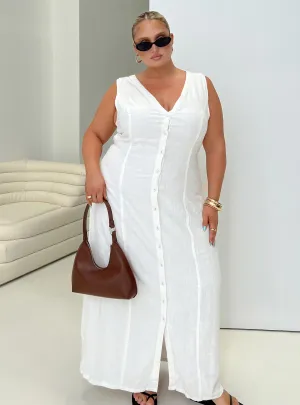 Summer Season Linen Blend Maxi Dress White Curve Soft Dawn Bride Maid