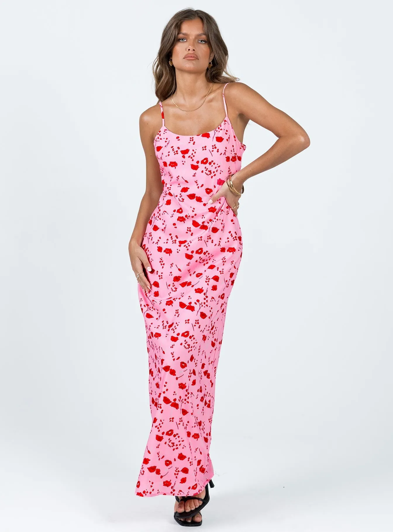 One shoulder Dream Flow Cherry Dream Maxi Dress Pink