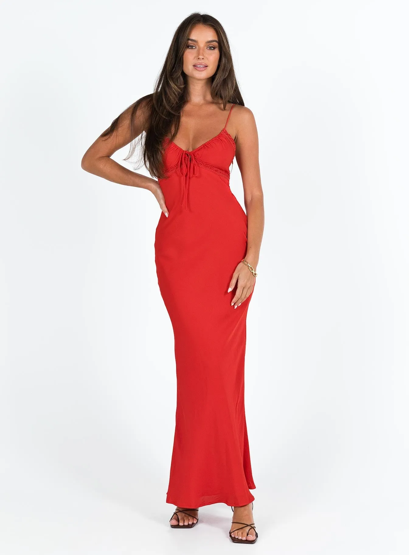 Emily Maxi Dress Red wrap waist Wild Flower