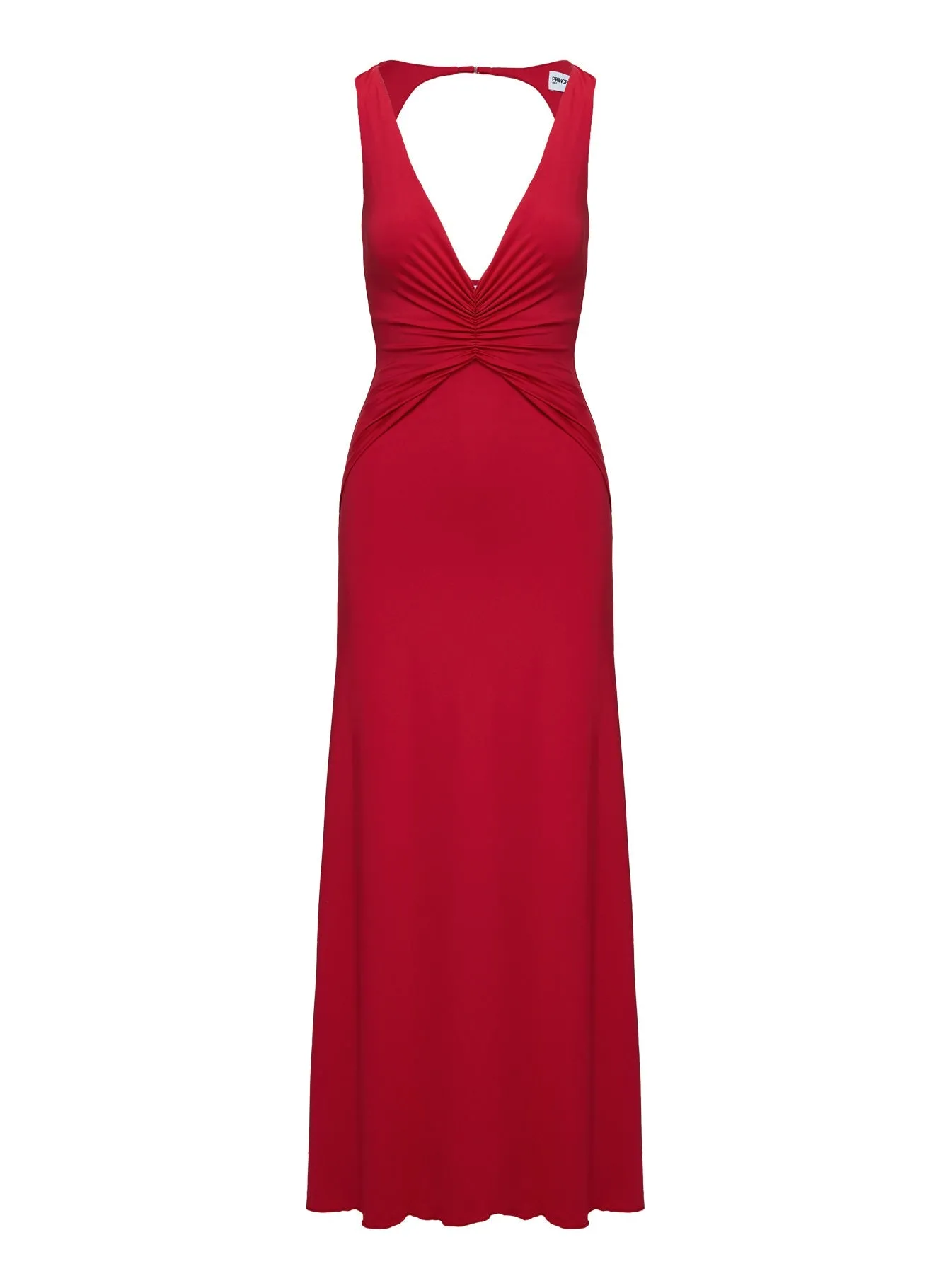 Hemp Glow Frederica Plunge Maxi Dress Red
