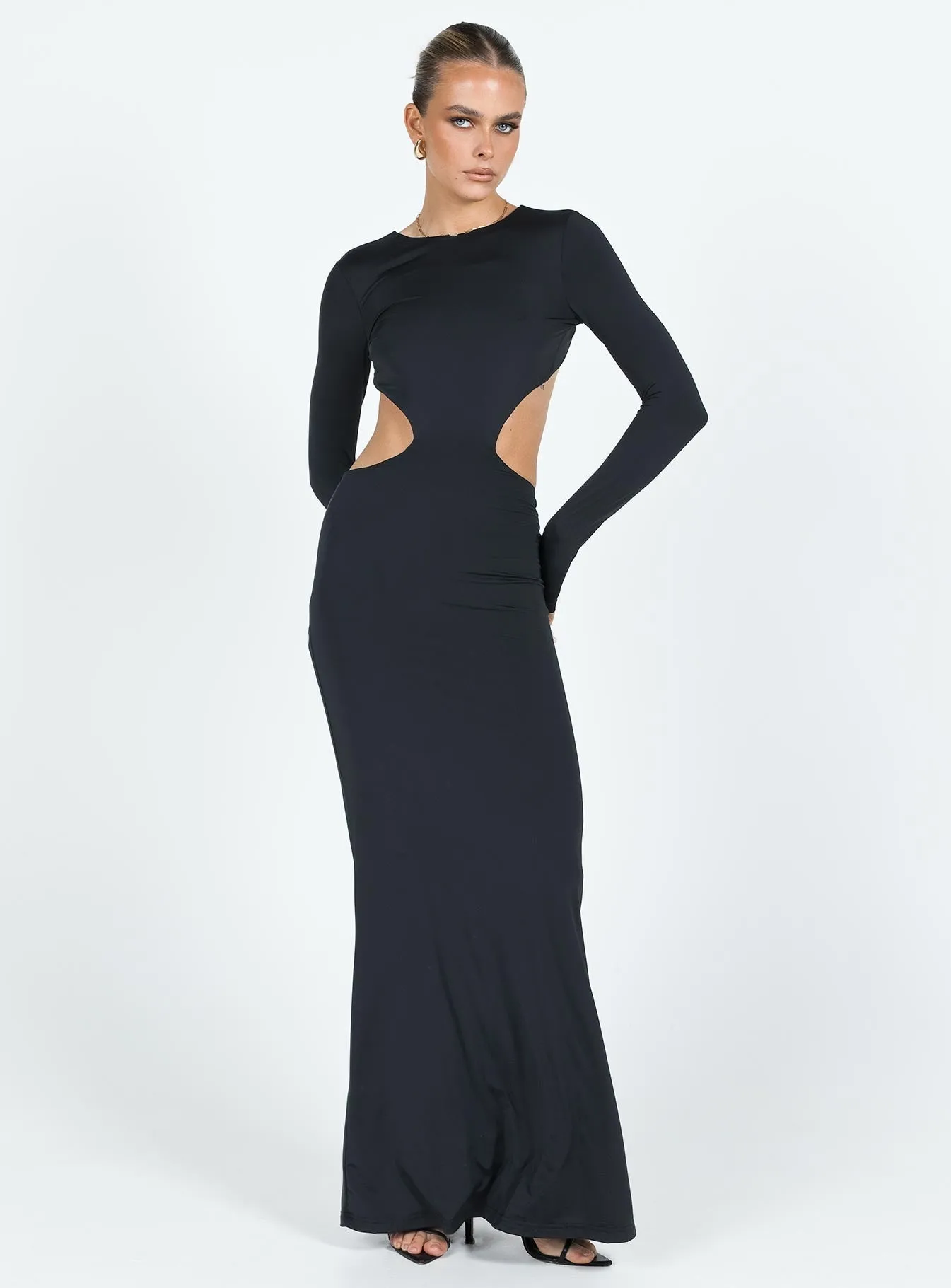 Heuston Backless Maxi Dress Black Resort Stay Purple Mist