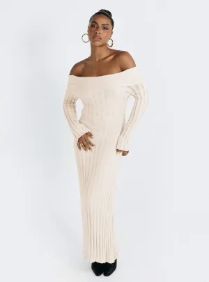 With its simple silhouette this maxi dress offers a flattering look for all body types With its simple and clean design this dress makes a chic statement wherever you go Lefler Off The Shoulder Maxi Dress Beige