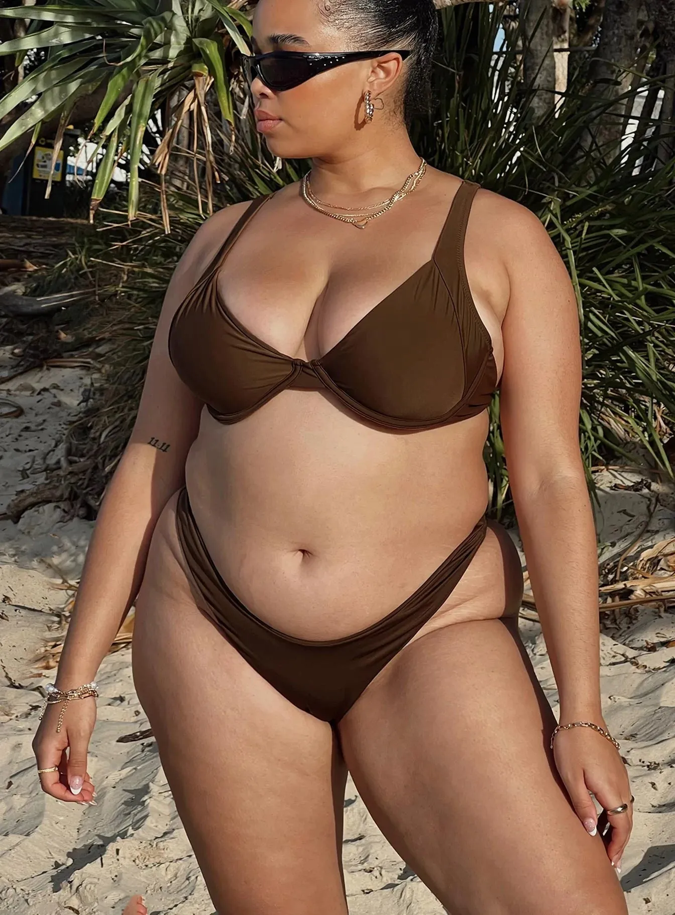 Secure Back Closure Lolita Bikini Bottoms Brown Curve