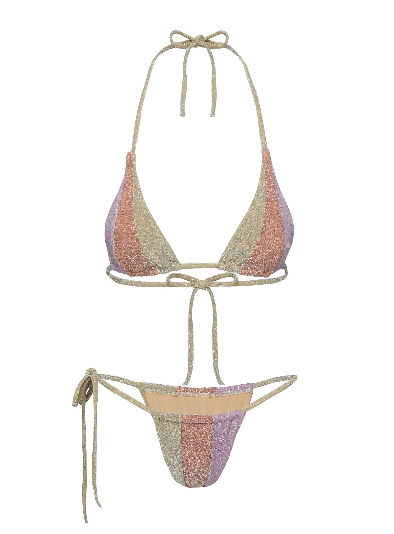 Eco Friendly Dye Process Built In Ties Nobuko Shine Tie Side Bikini Bottoms Multi